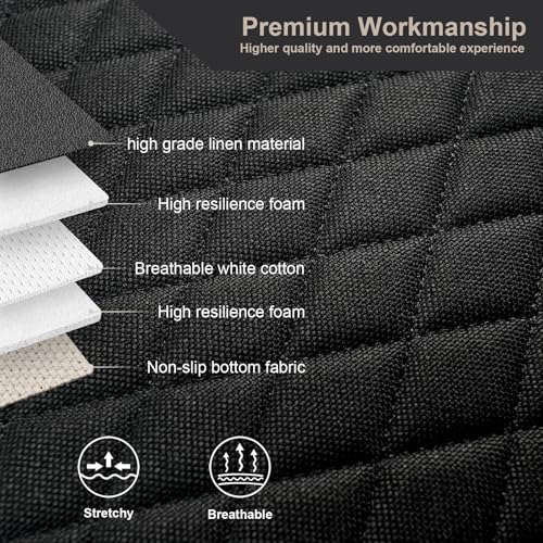West Llama Linen Car Seat Covers,Bottom Seat Covers for Cars Include 1 Pair Front Driver Seat Pad Mat and 1 Rear Bench Cover Universal Fits 90% Vehicles,SUVs,Cars,Sedans(3Piece-Black) - color: Black, size: 2 Front Seat Covers+1 Rear Bench Seat Cover