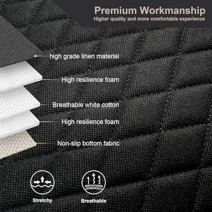 West Llama Linen Car Seat Covers,Bottom Seat Covers for Cars Include 1 Pair Front Driver Seat Pad Mat and 1 Rear Bench Cover Universal Fits 90% Vehicles,SUVs,Cars,Sedans(3Piece-Black) - color: Black, size: 2 Front Seat Covers+1 Rear Bench Seat Cover