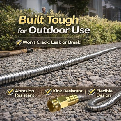 Short Metal Garden Hose 10 ft – 304 Stainless Steel Water Hose Leader, Flexible Hose Extension, Small Lightweight Hose Extender,No Kink Outdoor Hose (10 ft) - size: 10 Feet